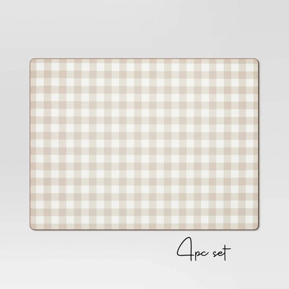 Cork Buffalo Check Placemat, Set of 4, Neutral/White - Threshold, Target
